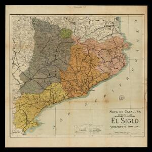 Mapa de Cataluña especial de los Grandes Almacenes El Siglo