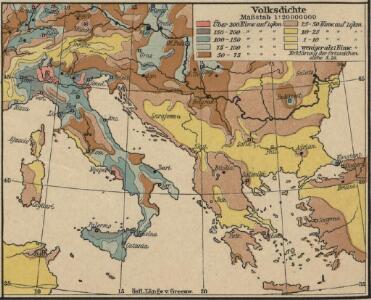 Italien und Balkanhalbinsel. Nebenkarten I. 1 Volksdichte