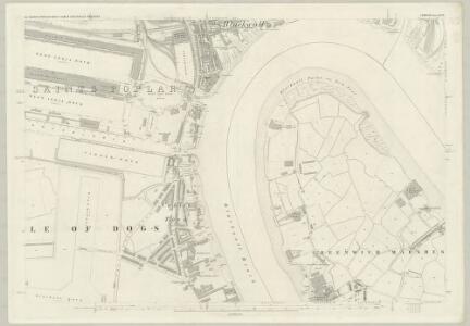 London (First Editions c1850s) XLVII (includes: Borough Of Greenwich; Poplar Borough) - 25 Inch Map