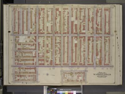 Brooklyn, Vol. 2, Double Page Plate No. 9; Part of    Wards 7, 21 & 23, Sections 6 & 7; [Map bounded by Marcy Ave., Madison St.,       Bedford Ave.; Including  De Kalb Ave., Franklin Ave., Willoughby Ave.]; Sub      Plan; [Map bounded by Franklin Ave.