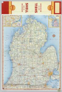 Shell Highway Map of Michigan (southern portion).