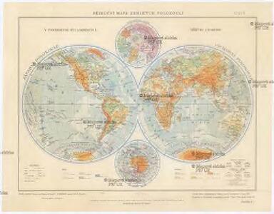 Příruční mapa zemských polokoulí