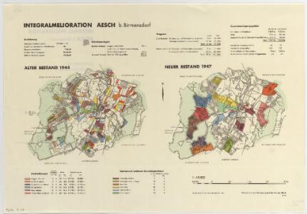 Aesch: Integralmelioration, alter Bestand 1944 und neuer Bestand 1947; Übersichtsplan