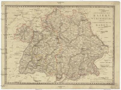Karte vom Königreiche Baiern, Würtemberg, und dem Grossherzogthume Baden