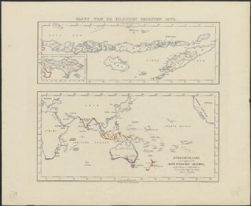 Kaart van de eilanden beoosten Java [and] Overzigtskaart voor de ligging van den Oost Indischen Archipel, met betrekking tot Australië en tot de naaste kusten van Afrika, Azië en Amerika