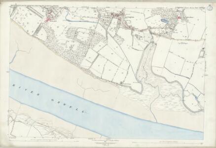 Suffolk LXXXIII.10 (includes: Chelmondiston; Levington; Nacton; Shotley; Stratton Hall) - 25 Inch Map