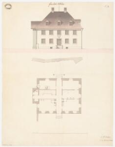 Veltheim: Pfarrhaus; Grundriss des Erdgeschosses und Ansicht (Nr. 4)