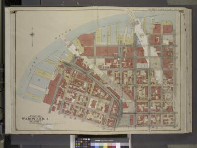 Brooklyn, Vol. 1, Double Page Plate No. 1; Part of    Wards 1, 2 & 4, Section 1; [Map bounded by Plymouth St., Marshall St., John St., Jay St., High St.; Including Cranberry St., Furman St., Fulton St., Water St.,   Dock St.]