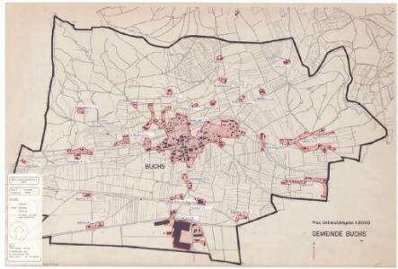 Buchs: Definition der Siedlungen für die eidgenössische Volkszählung am 01.12.1970; Siedlungskarte