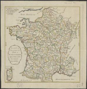 Kaart van Frankryk verdeeld in 83 departementen volgens 't besluit van de Nationale Vergadering