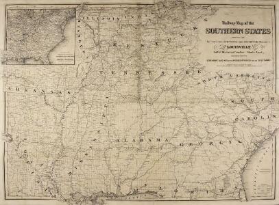 Railway Map of the Southern States, showing the Railway Lines, their Stations and intermediate distances between Louisville and the Gulf of Mexico and Southern Atlantic Coast, etc. Scale of miles, 20 to one inch.