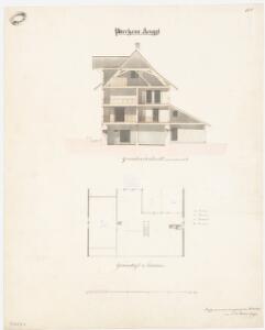 Aeugst am Albis: Pfarrhaus; Querschnitt und Grundriss des Dachgeschosses (Nr. 8)