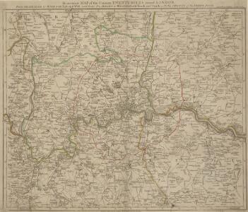 An accurate MAP of the Country TWENTY MILES round LONDON. From GRAVESEND to WINDSOR East and West, and from ST. ALBANS to WESTERHAM North and South with the CIRCUIT of the PENNY POST