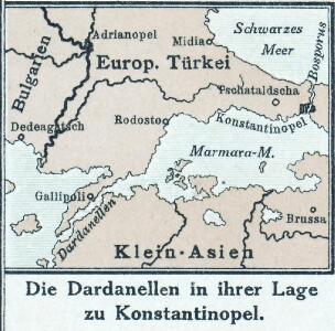 Die Dardanellen in ihrer Lage zu Konstantinopel