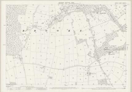 Norfolk LXXXVIII.5 (includes: Brooke; Kirstead; Shotesham) - 25 Inch Map