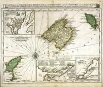 Carte welche die Inseln Maiorca, Minorca, Yvica und Formentera