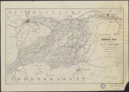 Algemeen plan van het Bergsche Veld met aanduiding der Nieuwe Merwede en der tot vorming daarvan uitgevoerde werken tot het einde van 1869