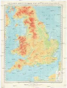 Ordnance survey physical map of Englad and Wales